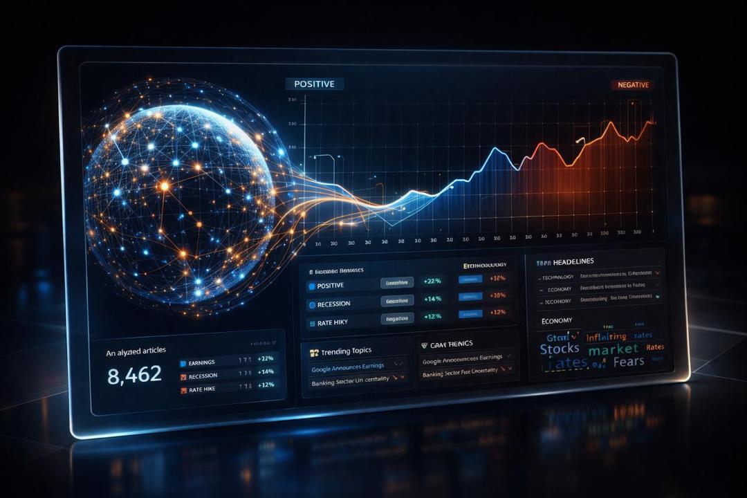 Analyst reviewing news and social media data